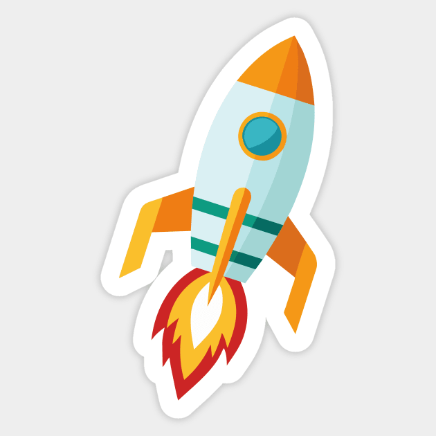 Retro Rocket Blast Off Sticker by Salaar Design Hub